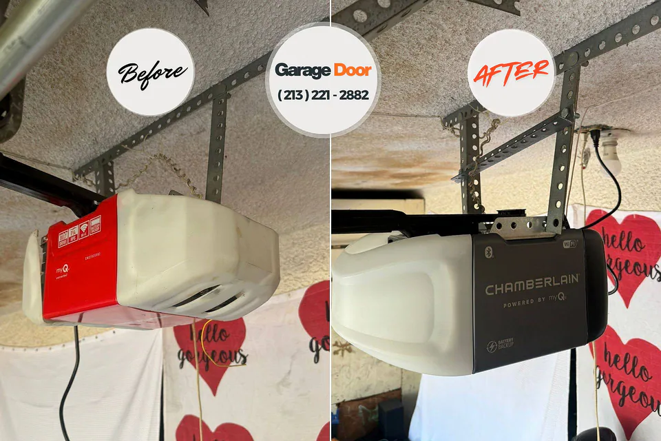 Before and after: garage door repair Wapello, IA